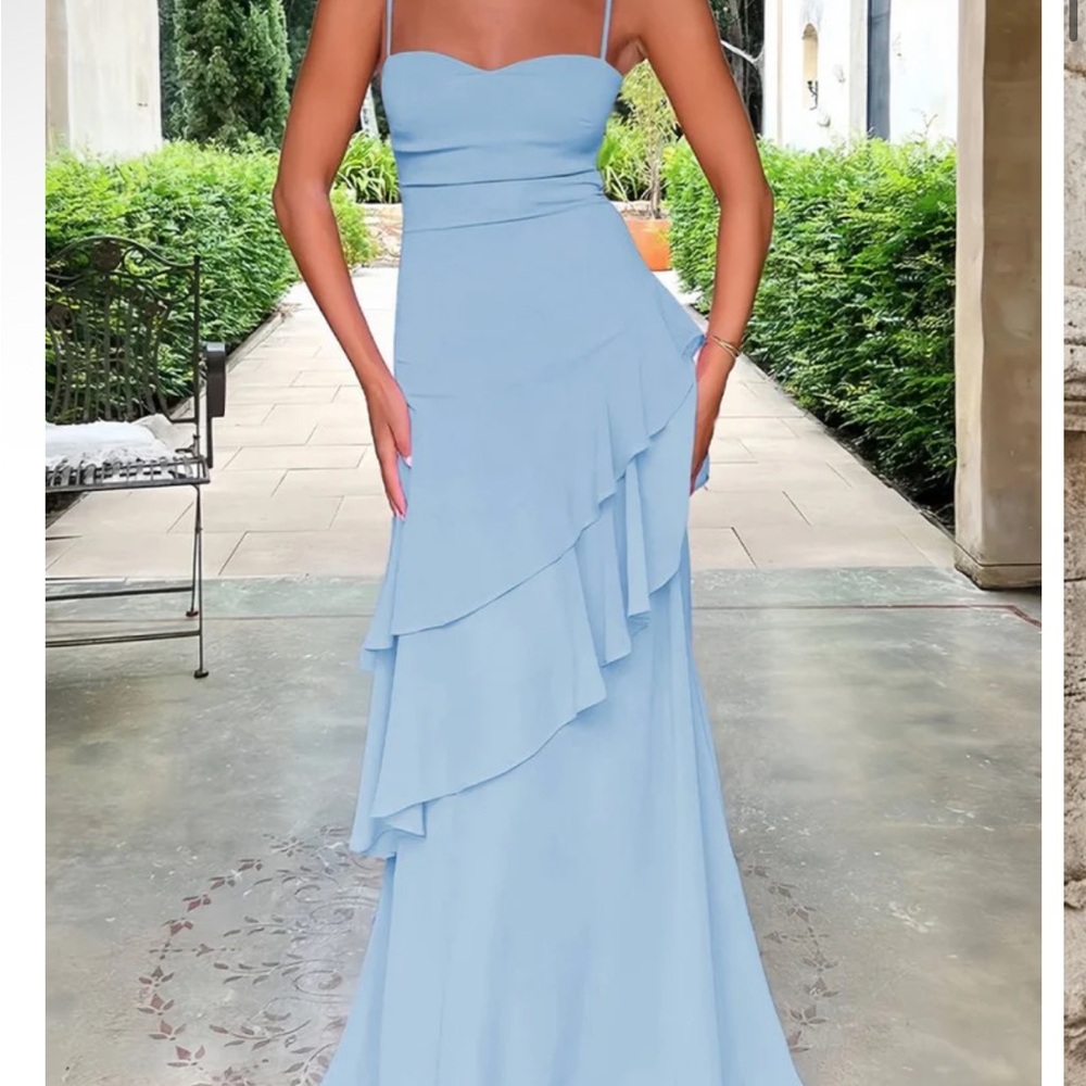 Chic Light Blue Layered Maxi Dress